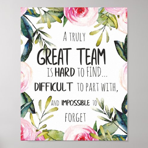 Great Team thank you gift Amazing team quote Poster