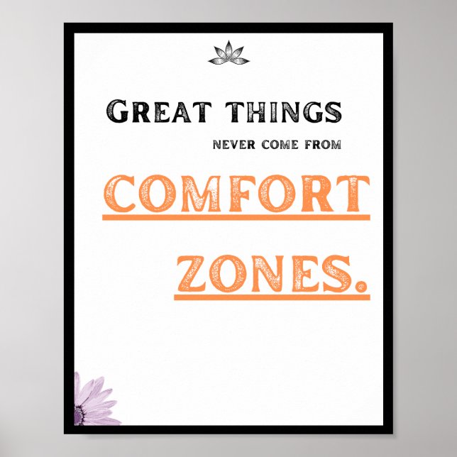 Great things never come from comfort zones, Quote Poster (Front)