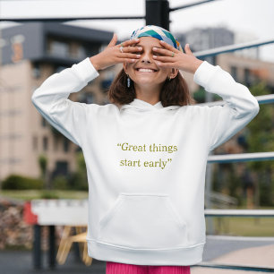 Great Things Start Early   Minimalist Red Serif Hoodie