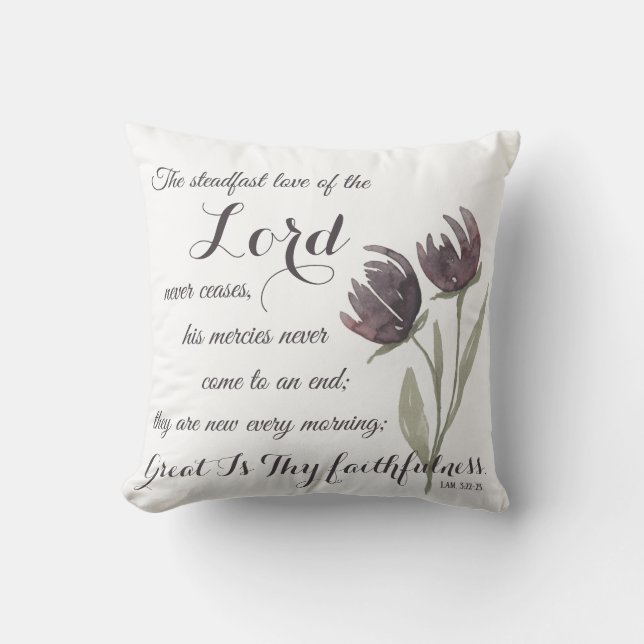 Great Thy Faithfulness Christian Scripture Prayer Throw Pillow (Front)