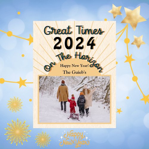 Great Times On The Horizon New Year Cream Holiday Card