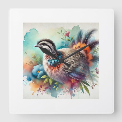 Great tinamou 080724AREF117 _ Watercolor Square Wall Clock