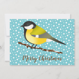 Great Tit Parus Major Bird Merry Christmas Custom Holiday Card