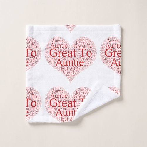 Great To Be An Auntie Est 2027 Heart Bath Towel Set