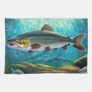 Great Trout Fish! Fishing Kitchen Towel