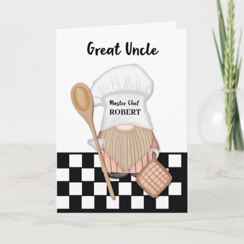 Great Uncle Birthday Whimsical Gnome Chef Cooking