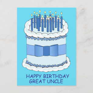 Great Uncle Happy Birthday Cake and Candles Postcard