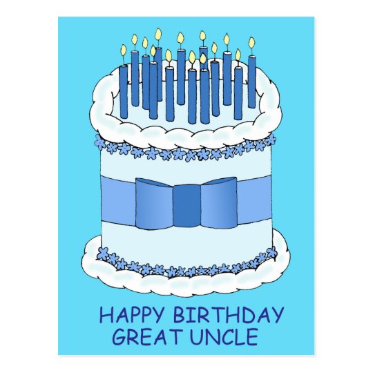 Great Uncle Happy Birthday, Cake and Candles. Postcard