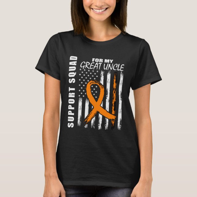 Great Uncle Leukemia Awareness American Flag Suppo T-Shirt (Front)