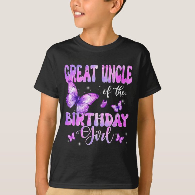 Great Uncle Of The Birthday Girl Butterfly Family  T-Shirt (Front)