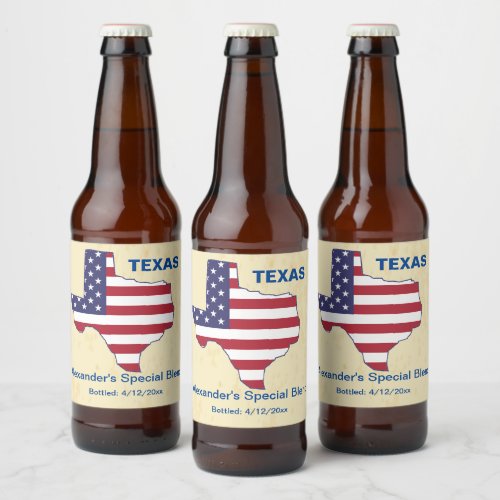 GREAT USA TEXAS STATE MONOGRAM BEER BOTTLE LABEL
