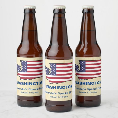 GREAT USA WASHINGTON STATE MONOGRAM BEER BOTTLE LABEL