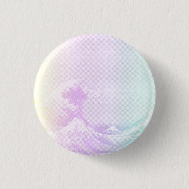 Great Vaporwave Off Kanagawa Badge Pinback Button (Front)
