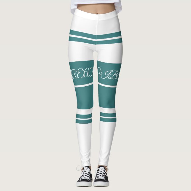 Great Vibes Green Luxury Leggings for women. (Front)