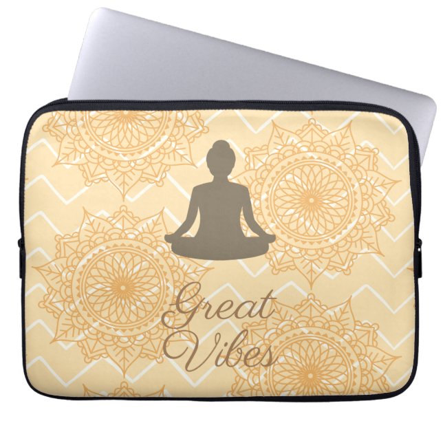 Great Vibes Namaste Pose Yoga Laptop Sleeve (Front)