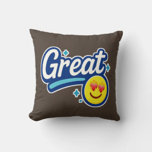 Great Vibes Only – Love Eyes Emoji  Throw Pillow