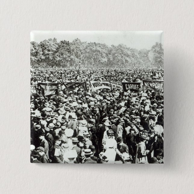 Great Votes for Women demonstration in Hyde Pinback Button (Front)