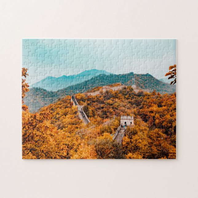 Great Wall Of China Autumn Scenery Mountains View Jigsaw Puzzle (Horizontal)