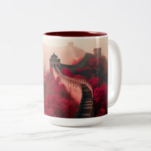 Great Wall of China Autumn Scenic Red Coffee Mug