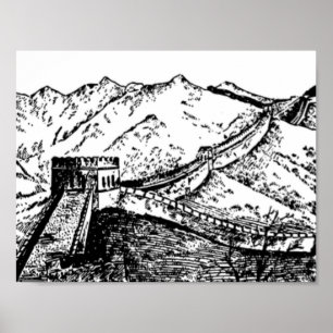 great wall of china drawing poster