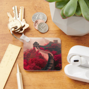 Great Wall of China in Autumn – Scenic Red Keychain