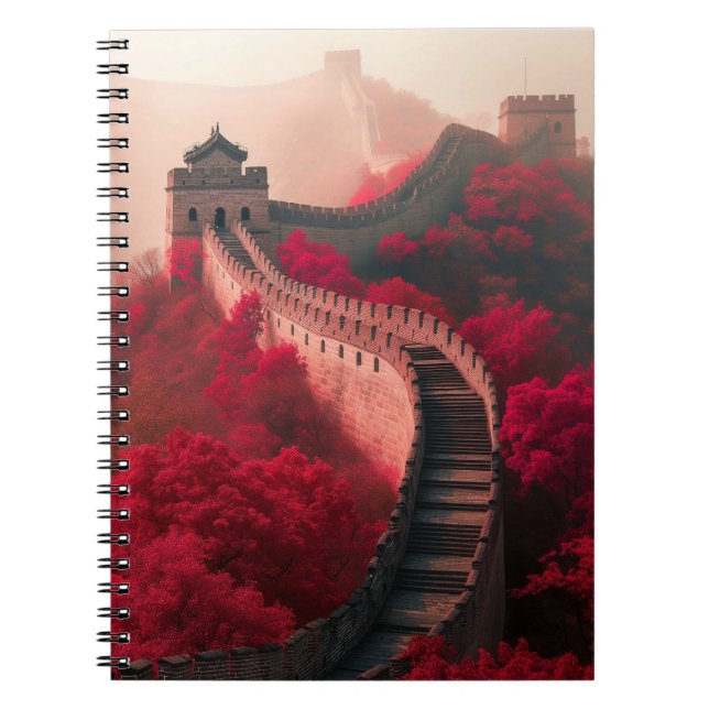 Great Wall of China in Autumn – Scenic Red Notebook (Front)