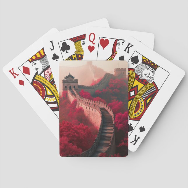 Great Wall of China in Autumn – Scenic Red Poker Cards (Back)