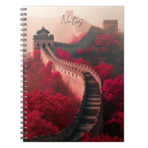 Great Wall of China in Red Autumn Notebook Travel