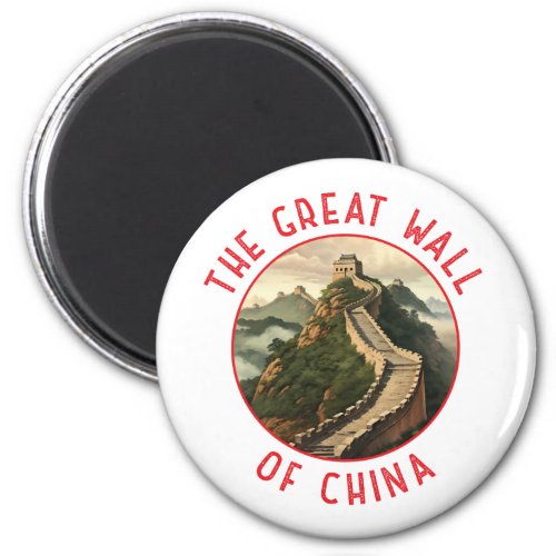 Great Wall of China Retro Distressed Circle Magnet