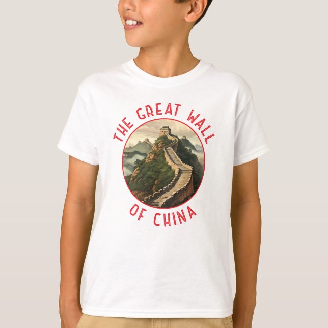 Great Wall of China Retro Distressed Circle T-Shirt (Front)