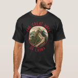 Great Wall of China Retro Distressed Circle T-Shirt<br><div class="desc">Great Wall of China vector artwork.  It is a series of fortifications that were built across the historical northern borders of ancient Chinese states and Imperial China as protection against various nomadic groups from the Eurasian Steppe.</div>