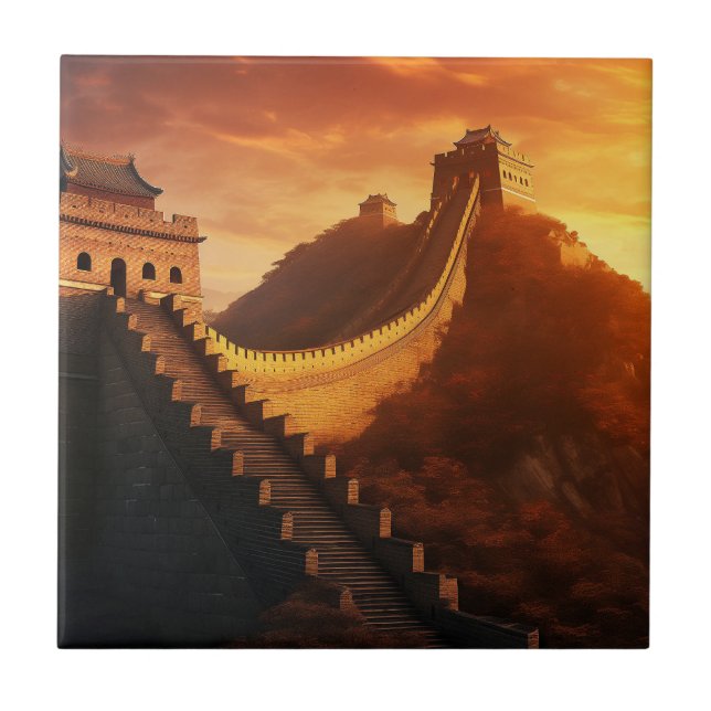 Great Wall of China Sunset – Majestic Ceramic Tile (Front)