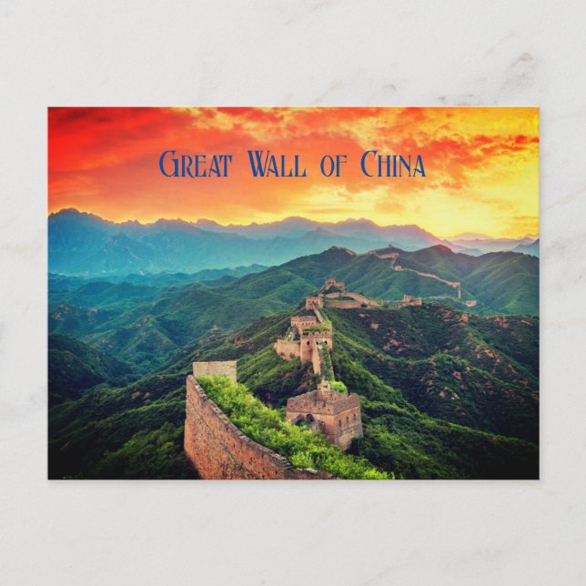 Great Wall of China sunset stylized Postcard (Front)