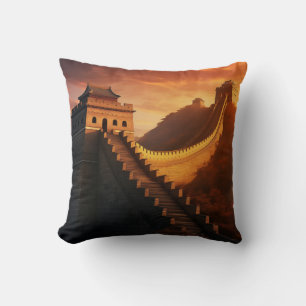 Great Wall of China Sunset Throw Pillow – Majestic