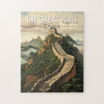 Great Wall of China Travel Art Vintage Jigsaw Puzzle<br><div class="desc">Great Wall of China vector artwork.  It is a series of fortifications that were built across the historical northern borders of ancient Chinese states and Imperial China as protection against various nomadic groups from the Eurasian Steppe.</div>