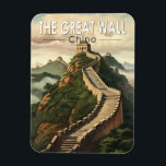 Great Wall of China Travel Art Vintage Magnet<br><div class="desc">Great Wall of China vector artwork.  It is a series of fortifications that were built across the historical northern borders of ancient Chinese states and Imperial China as protection against various nomadic groups from the Eurasian Steppe.</div>