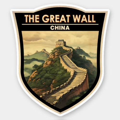 Great Wall of China Travel Art Vintage Sticker