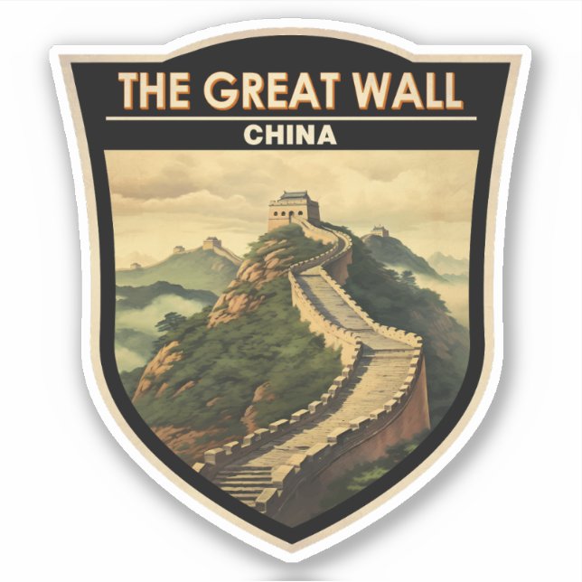 Great Wall of China Travel Art Vintage Sticker (Front)