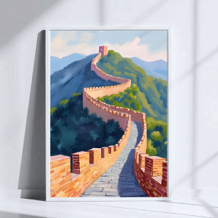 Great Wall of China Travel Painting Poster