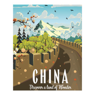 Great wall of China travel poster