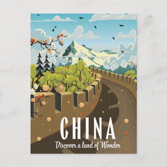 Great wall of China travel poster Announcement Postcard (Front)