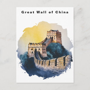 Great Wall of China Travel Watercolor  Postcard
