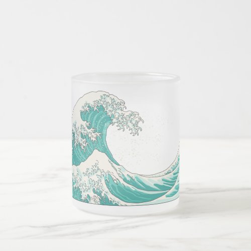 Great Wave frosted glass mug _ green