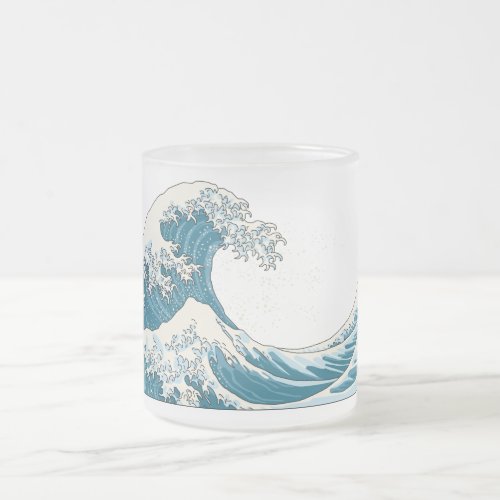 Great Wave frosted glass mug _light blue
