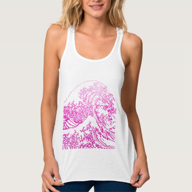 Great Wave Hokusai, Hot Pink Tank Top (Front)