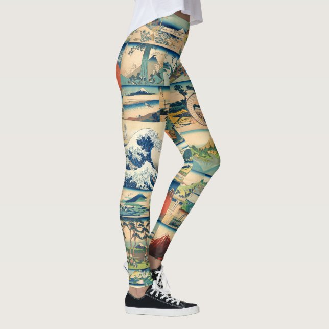 Great Wave Hokusai Mount Fuji Japanese Prints Leggings (Right)