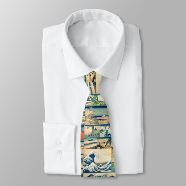 Great Wave Hokusai Mount Fuji Japanese Prints Neck Tie (Tied)