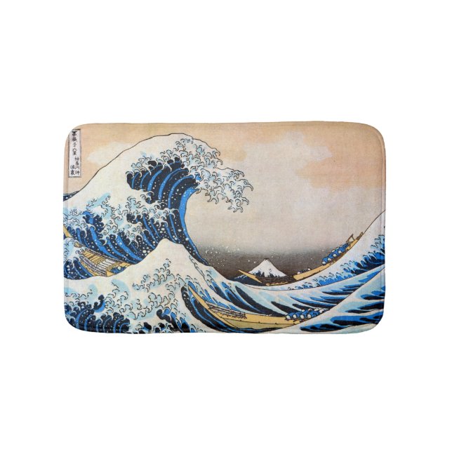 Great Wave, Hokusai, Ukiyo-e Bathroom Mat (Front)
