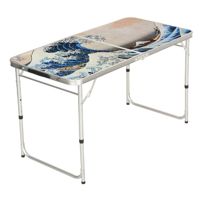 Great Wave, Hokusai, Ukiyo-e Beer Pong Table (Angled)