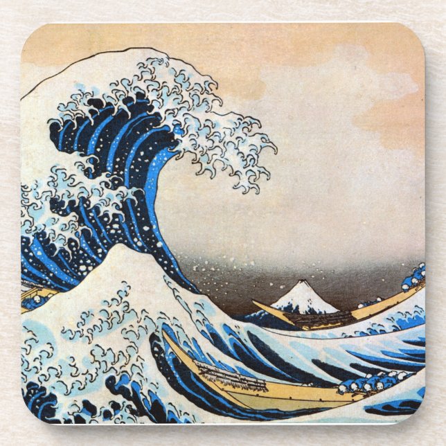 Great Wave, Hokusai, Ukiyo-e Beverage Coaster (Front)